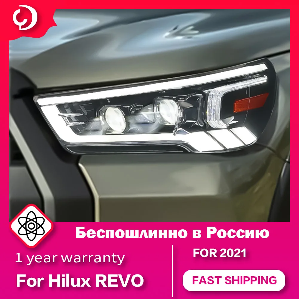 

Автомобильные фары для Toyota HILUX REVO 2021 DRL, поворотный сигнал, передняя светодиодсветодиодный фара, светодиодная проекционная линза, автомобильные аксессуары