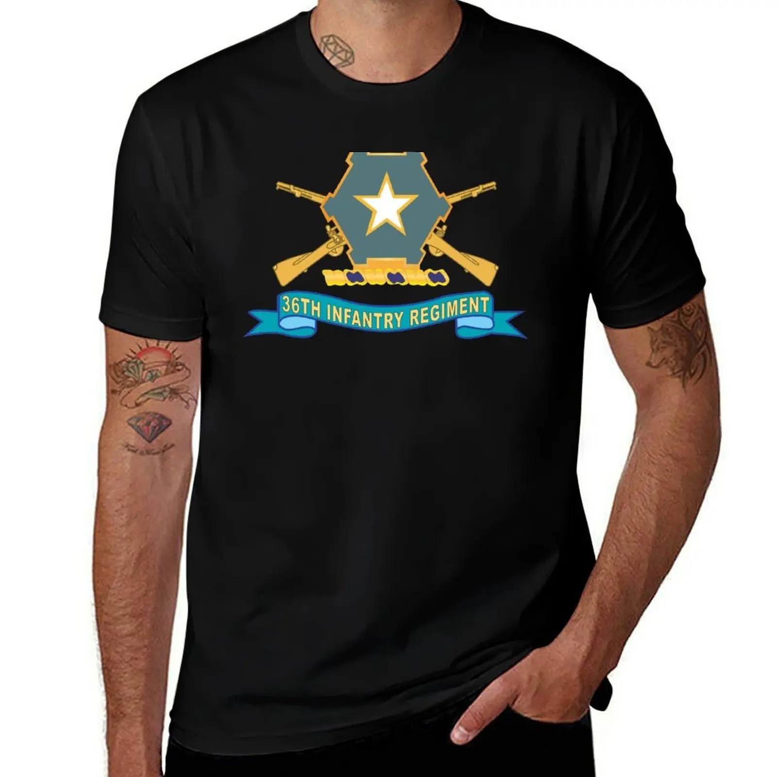 Army - 36th Infantry Regiment - DUI w Br - Ribbon X 300 T-Shirt Gym Exercise Short Sleeve T-Shirt