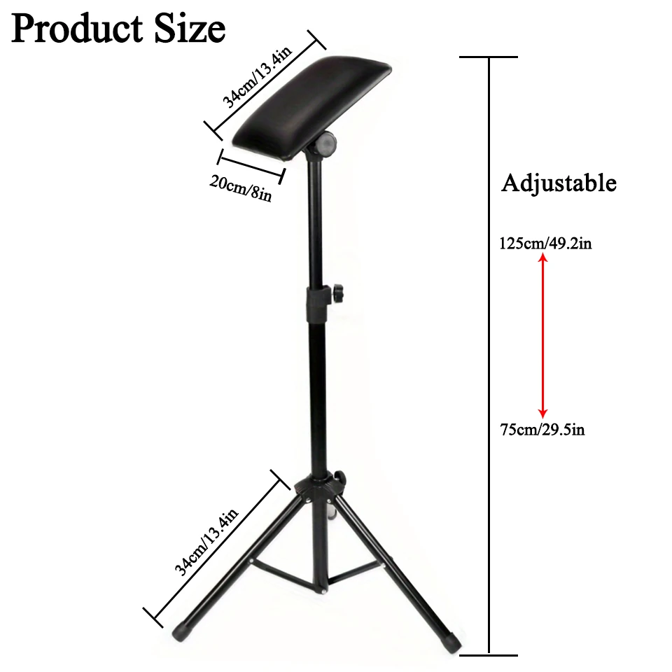 Tattoo Arm Rest Stand with Tray Adjustable Height PU Leather Sponge Pad Tattoo Leg Arm Rest Stand Tattoo Equipment Supply