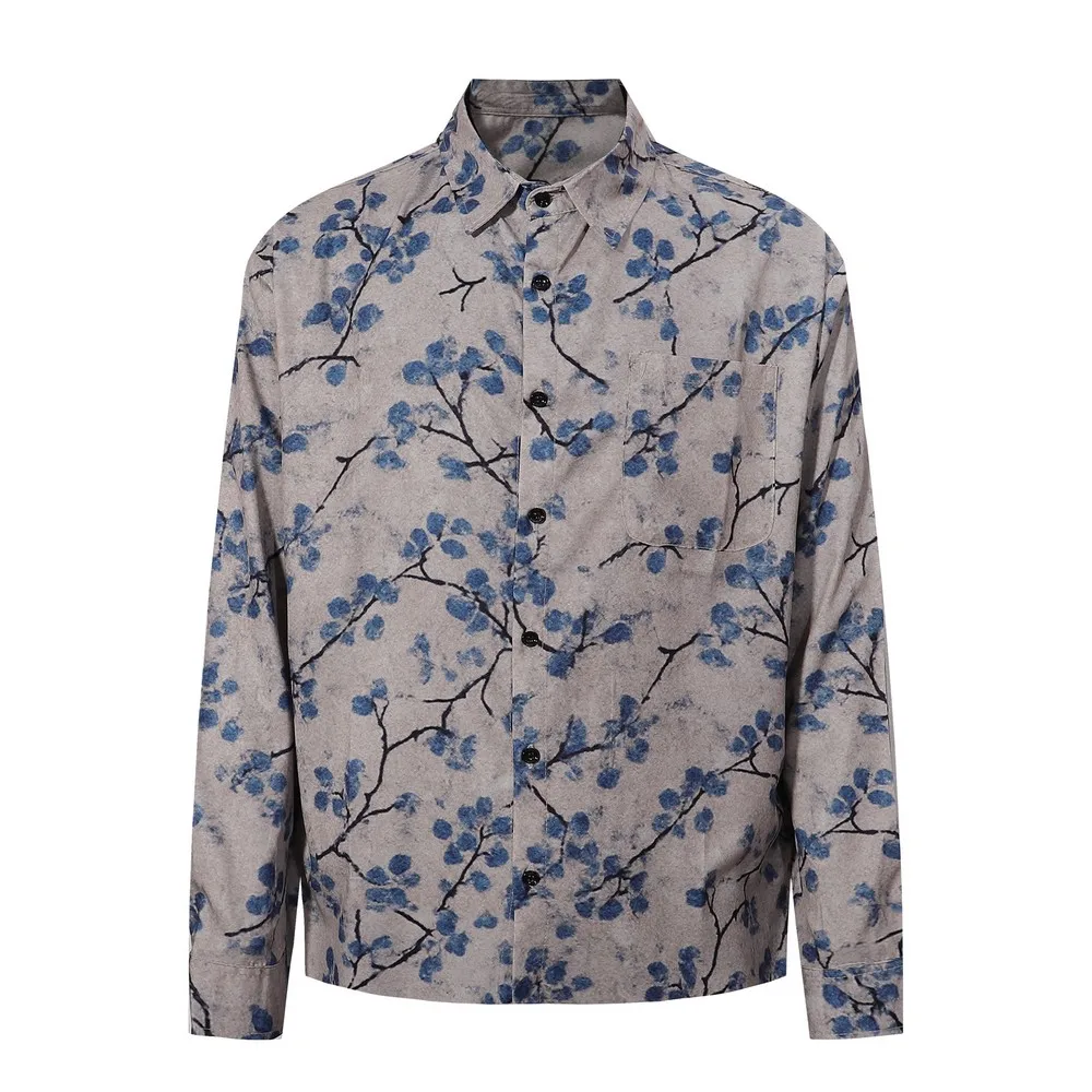 

Гавайские пляжные рубашки с длинными рукавами в стиле ретро в стиле гранж в стиле Харадзюку, мужская и женская блузка, уличная одежда, топы на пуговицах Aloha, зима-весна