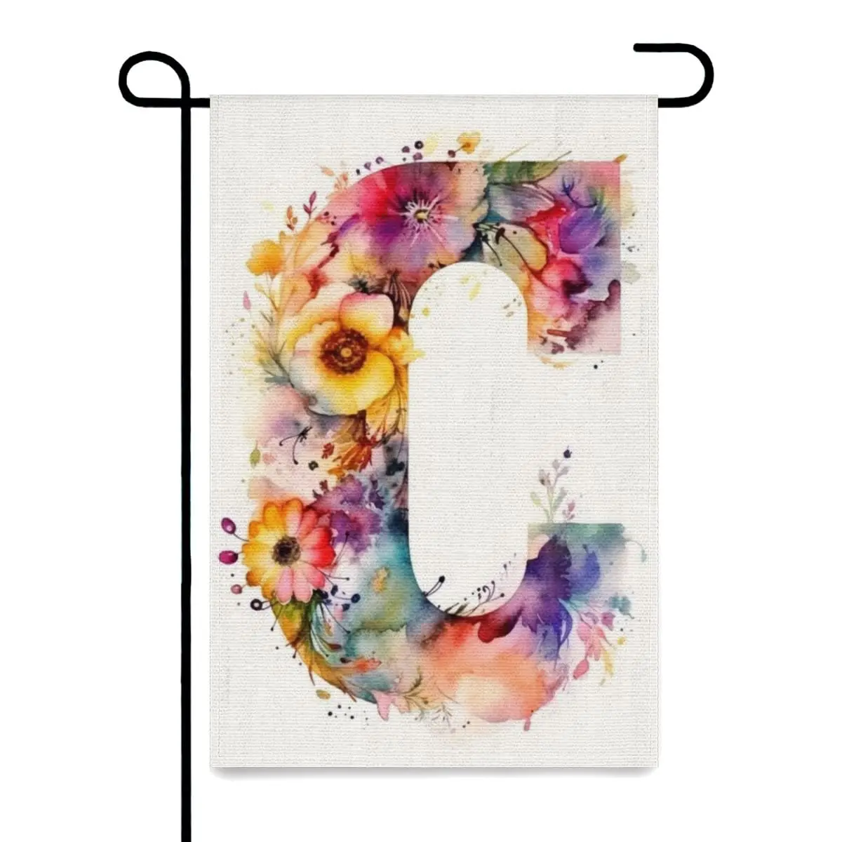 Linen Monogram Letter C Garden Flag Double Sided for Outside Garden Family Last Name linen material Yard Flag 12x18Inch(C)