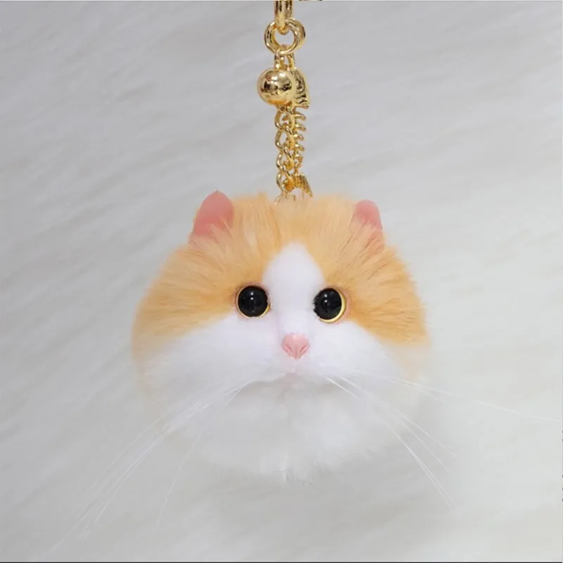 Kawaii New Simulation Cute Cat Pendant Lifelike Phone / Backpack Keychain Children\'s Outdoor Plush Toys Cartoon Birthday Gift