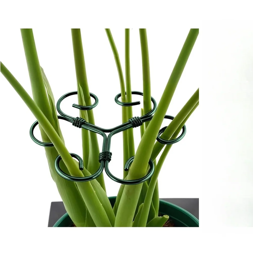 4PCS Green Plastic Plant Support Stakes with Fastening Straps for Indoor For Garden Flowers Small Medium Indoor Use