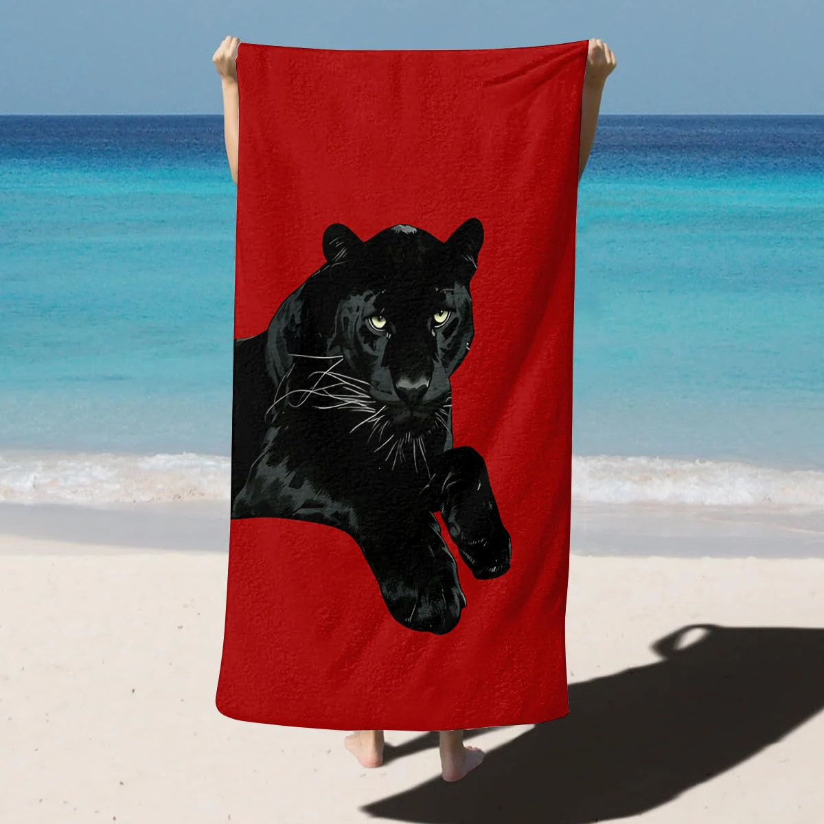1PC Black Panther Animals paint for family friends Gifts Towel Quick-Dry Beach Towel For Yoga Tourism Beach GYM Camping Swimming