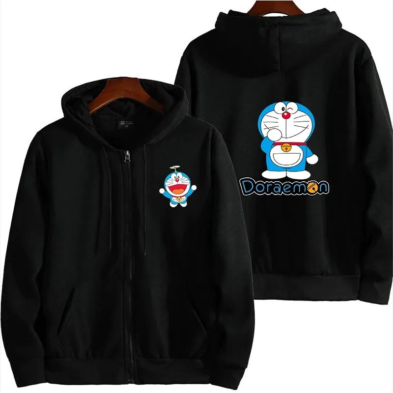 Fall/Winter Doraemon Anime Printed Men's Fashion Zipper Hoodie Women's Casual Anime Hoodie Harajuku Street Wear