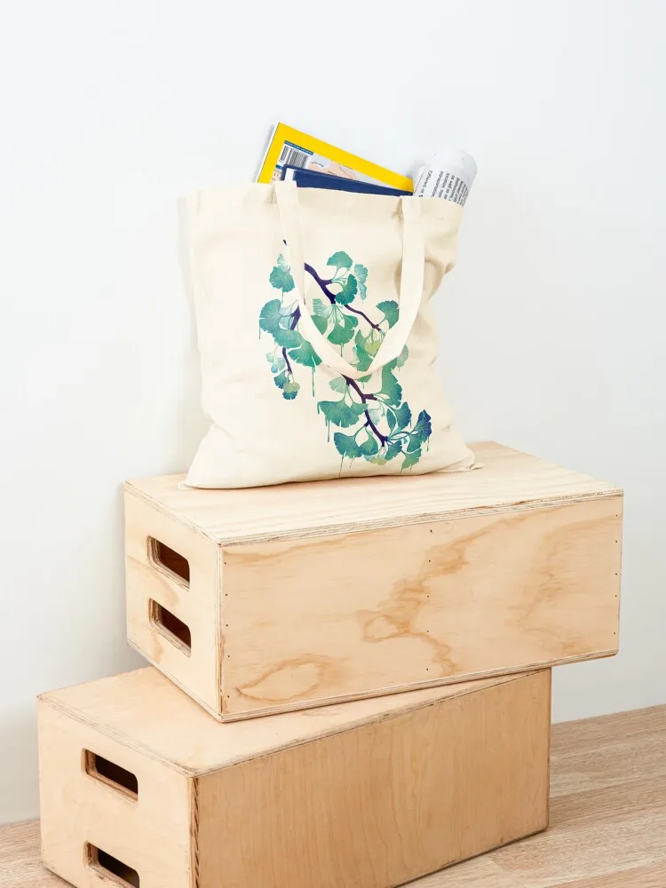 O Ginkgo (on Black) Tote Bag custom canvas bag custom fabric bag Shopper tote custom