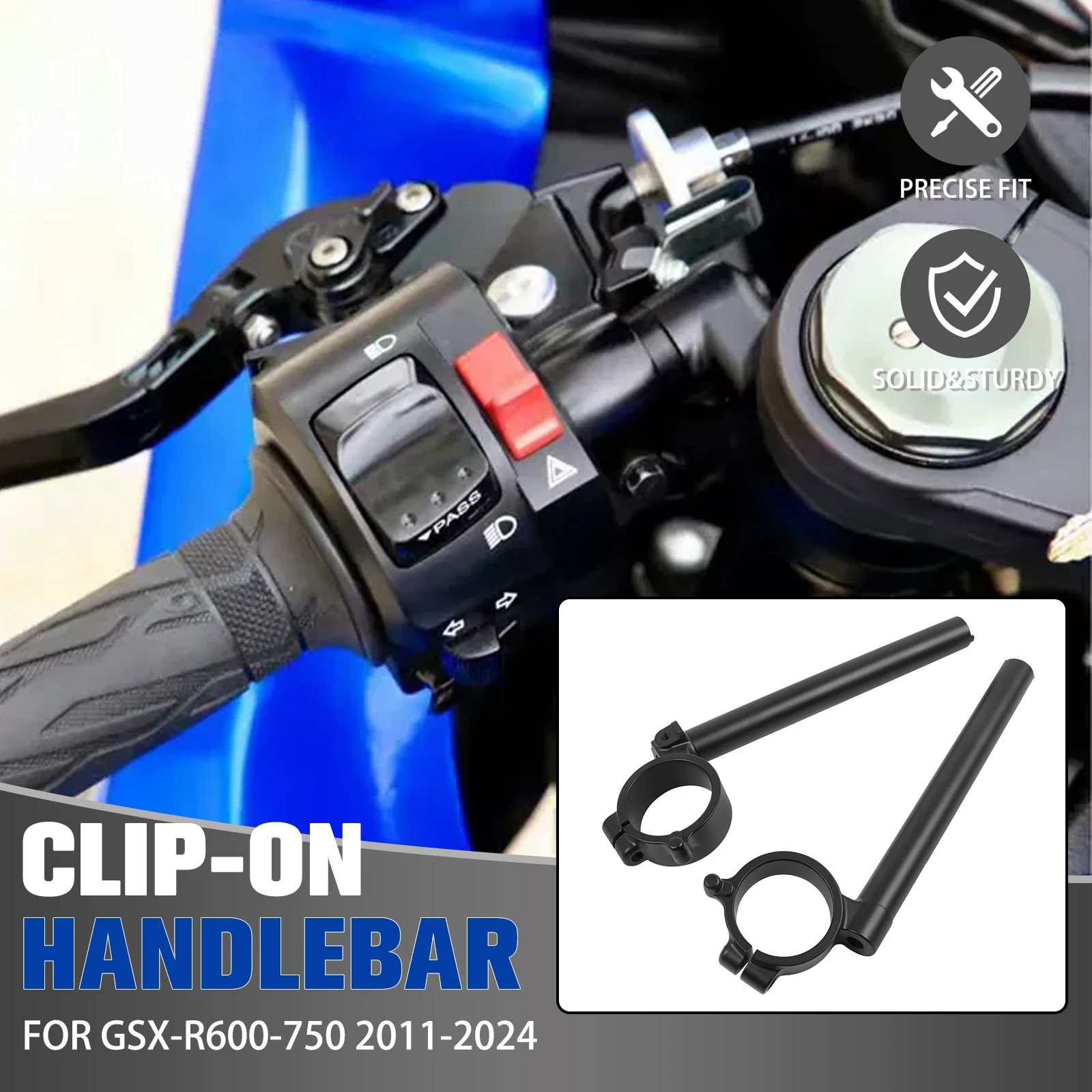 Motorcycle Handlebar For Suzuki GSXR600 GSXR750 GSX-R 600 750 2011-2025 Fork Tube Clip-On Handlebars Handle Bar Grips Clip Ons
