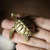 Brass Turtle Small Home Deco Ornaments Pure Solid Copper Antique Animal Miniatures Figurines Crafts Office Desktop Decorations