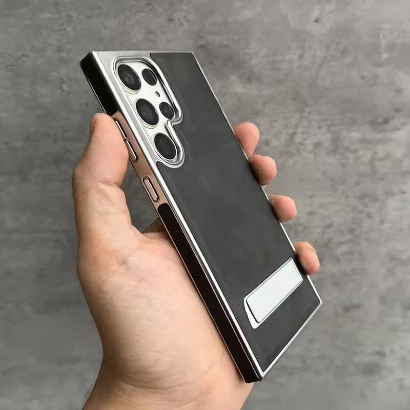 Etui na telefon z ekoskóry PU w stylu biznesowym z funkcją podstawki do Samsung Galaxy S25 S24 Ultra S22 Plus S23 FE, składana podstawka, obudowa PC — zdjęcie produktu 4