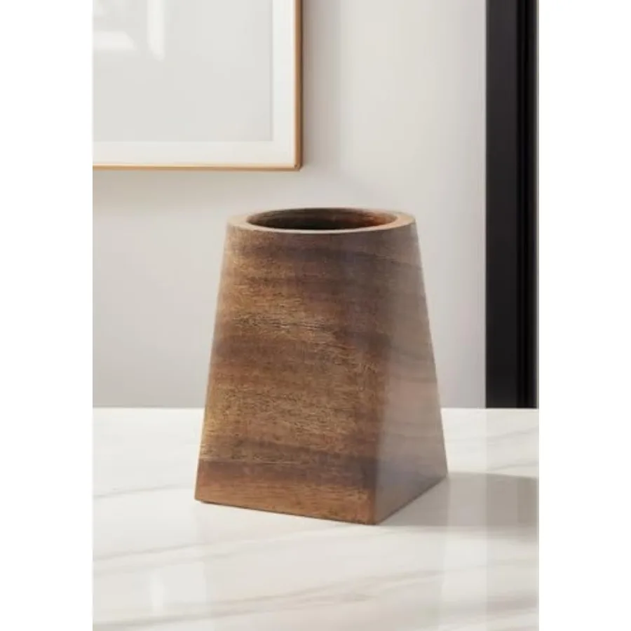 

Wood Pen Holder For Desk, Pencil Cup Whole Piece Black Walnut Wooden Organizer Caddy Stand
