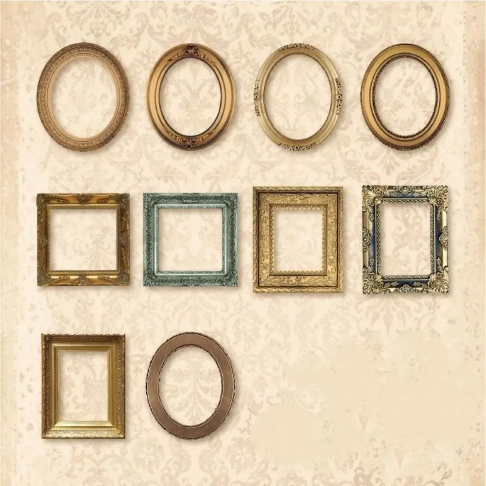 Flower Decorative Cards Retro Geometric Cutout Frame Decor Picture Frame Stickers Scrapbooking Collage Materials DIY Photo Book