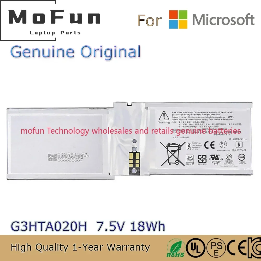 

2025 Новый оригинальный аккумулятор для ноутбука G3HTA020H 7,5 В 18 Втч для Microsoft Surface Book 1 2 CR7-00005 CR7-00007 G3HTA044H