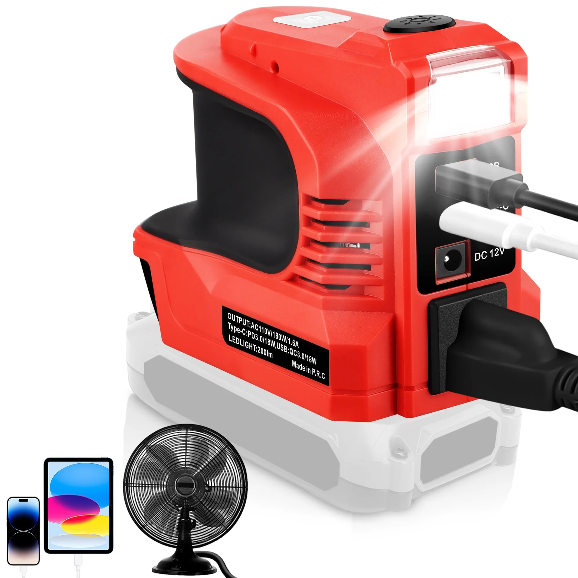 120*95*140mm DC 18V To AC 220V Power Inverter LED Lighting Inverter 200W Power Inverter Adjustable LED Light Compact Size