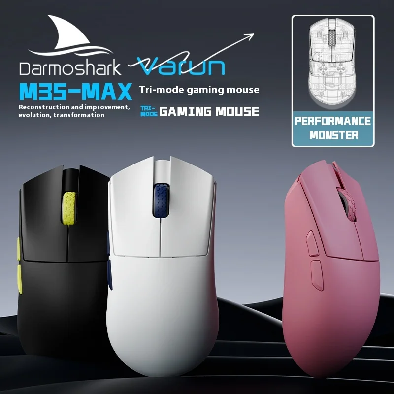 

Беспроводная игровая мышь Darmoshark M3S MAX, легкая, 52 г, трехрежимная, Bluetooth, датчик PAW3950, скорость отката 8 К, для малого, среднего размера