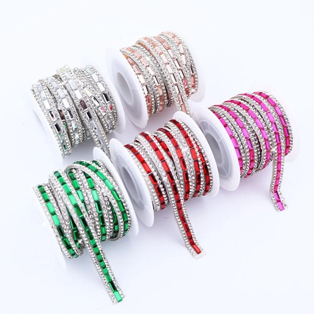 Rhinestone Trim Colorful Crystal Strip Shiny Self Adhesive Rhinestone Strip Flexible DIY Supply Glass Rhinestone Trim Bag Decor