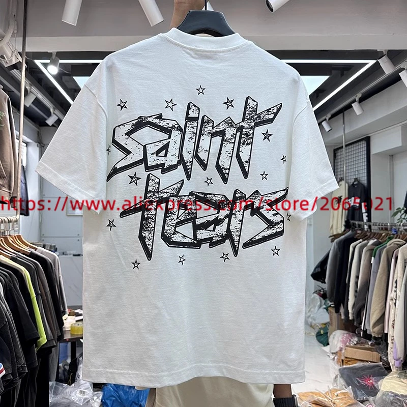 2024ss Saint Tears T shirt Men Women High Quality Jesus Print Tops Tee T-shirt