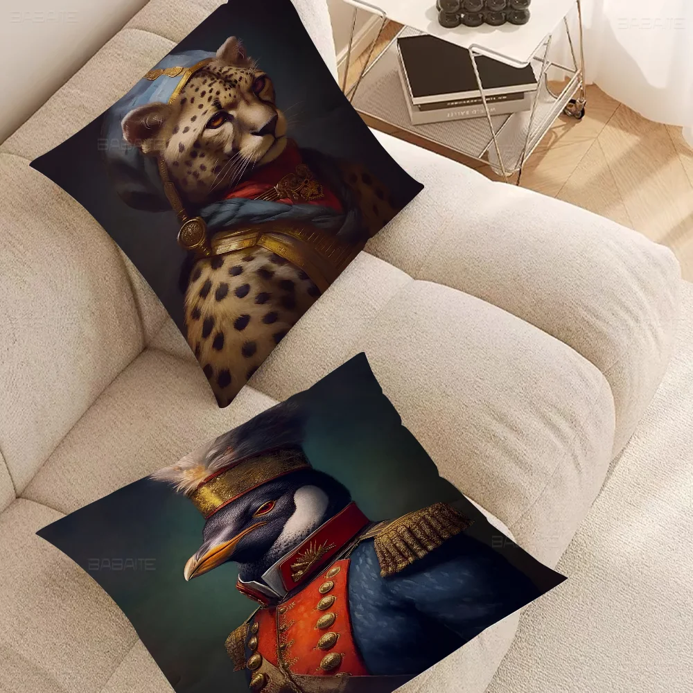 Funny Animal With European Clothing Portrait Pillow Cover For Bedroom Room And Living Room Sofa Decorative Cushion Cover