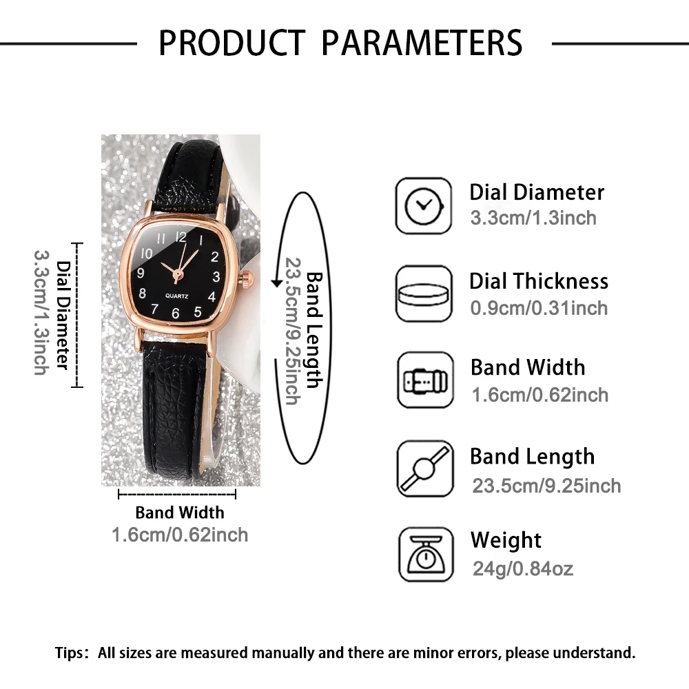 6Pcs  Quartz Watch & Jewelry Set, Stylish Daily Wear Gift for Friends & Family