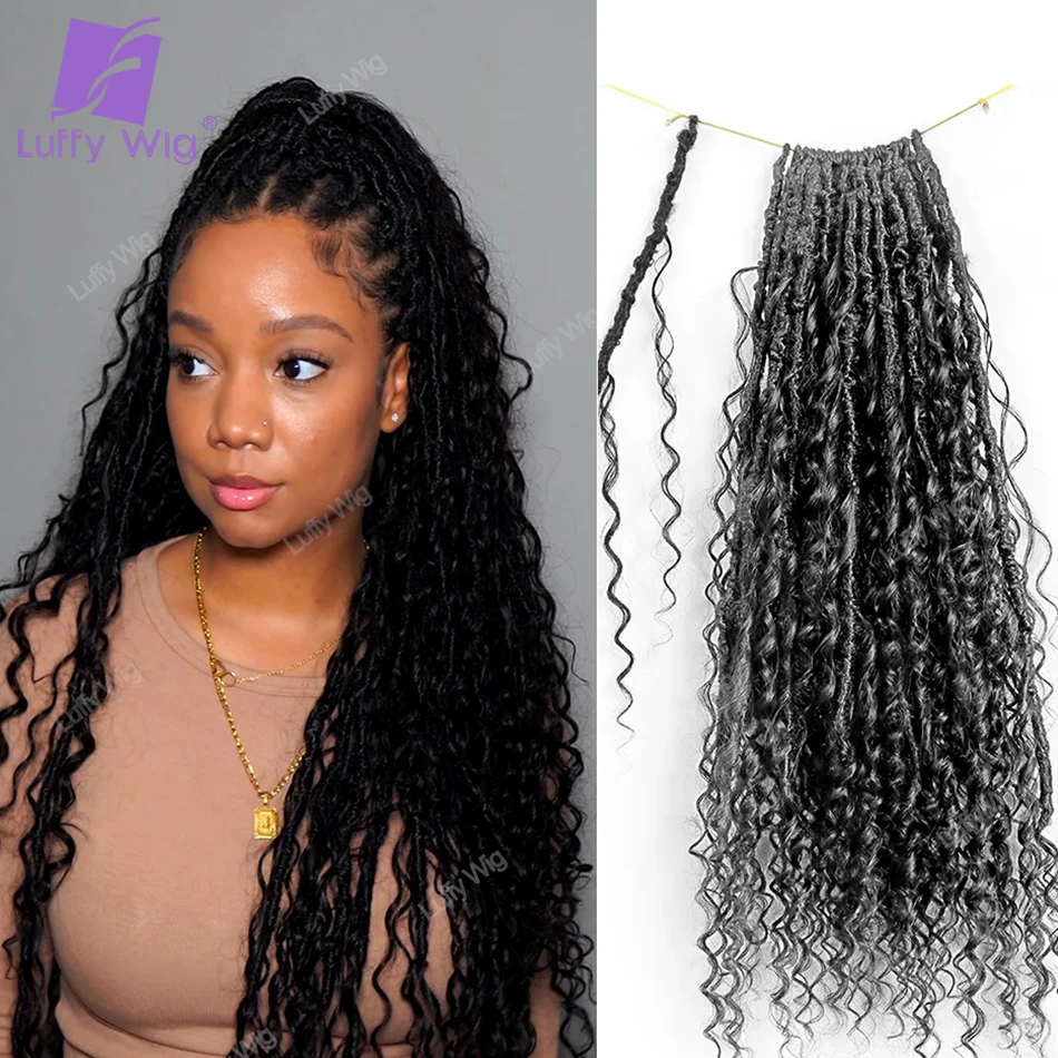 Crochet Boho Locs Braiding Hair With Human Hair Curls Crochet Boho Dreadlocks Human Hair Pre Looped Curly Ends Hair Extensions