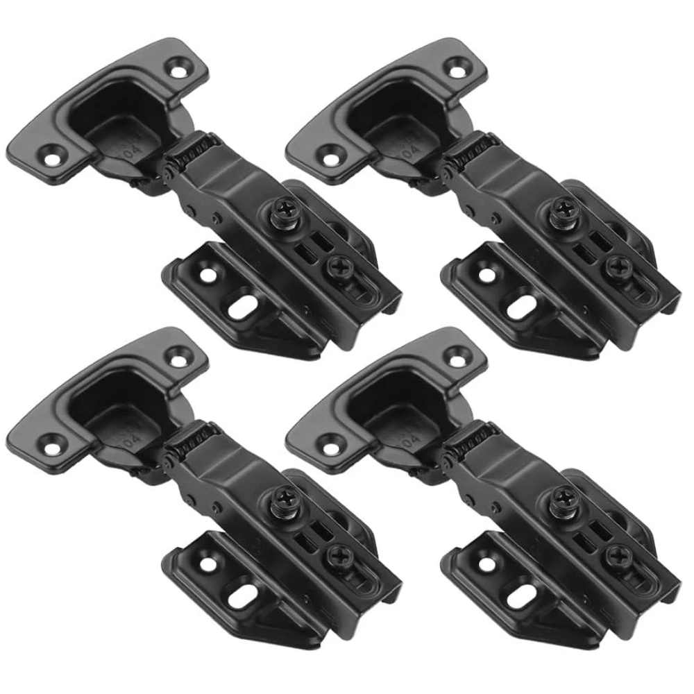 4pcs Cabinet Hinges Black 100 Degree Soft Closing Full Overlay Door Hinge for Frameless Cabinets Stainless Steel Matte Black