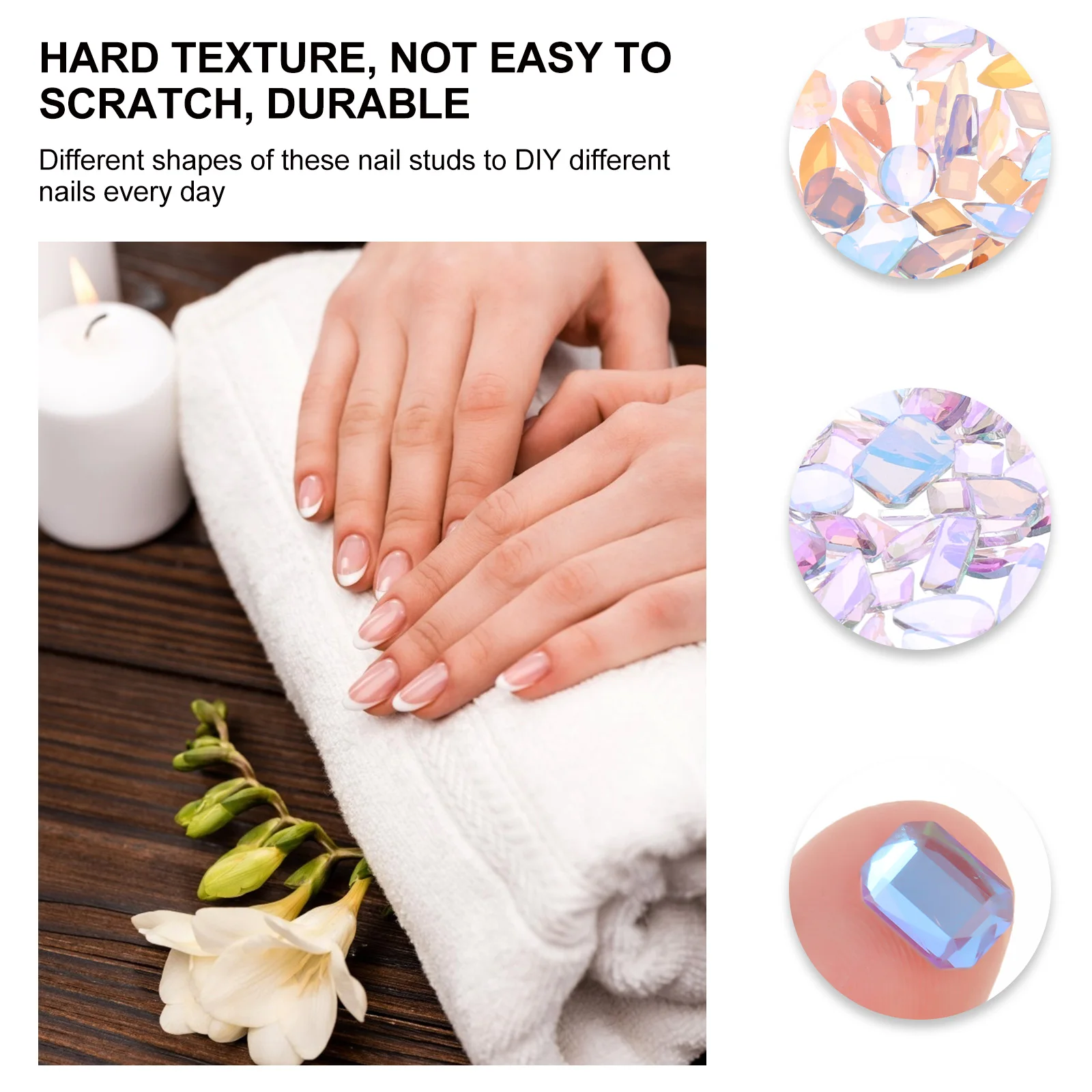

100pcs Art Decorative Manicure Decals Studs Decorative Gems Flat Shaped Patches Jewelry Drill nament Manicure Decals Birthday