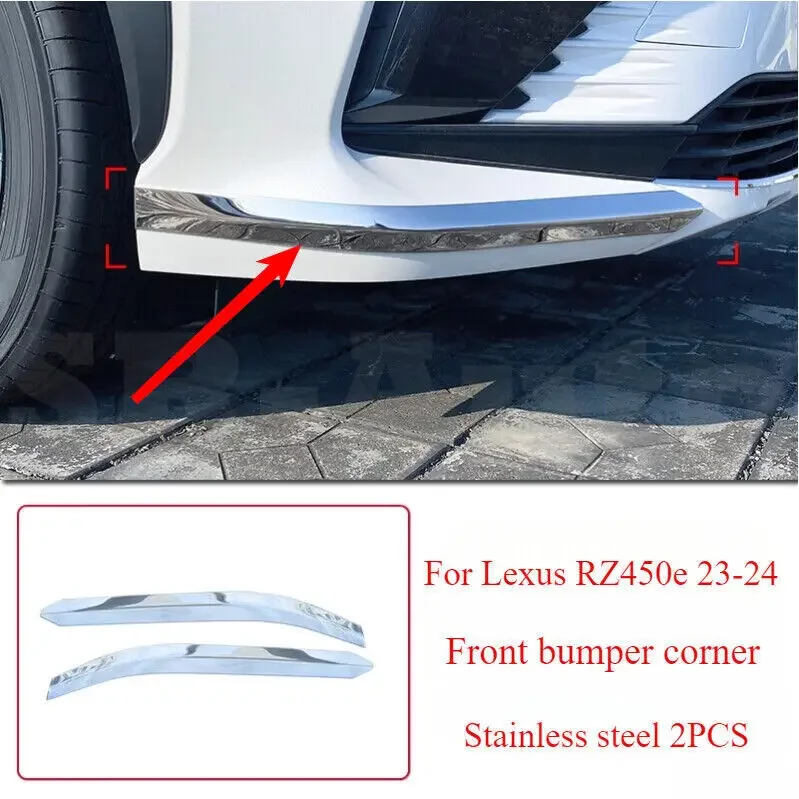 FOR Lexus RZ RZ450e 2023-2024 Steel Front Bumper Corner Protector Strip Trim 2X