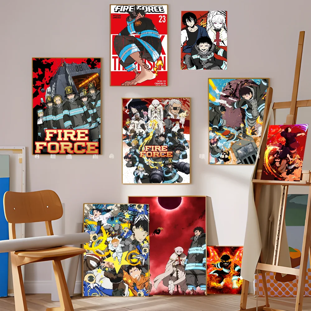 F-Fire Force Anime Posters Sticky Vintage Room Home Bar Cafe Decor Kawaii Room Decor