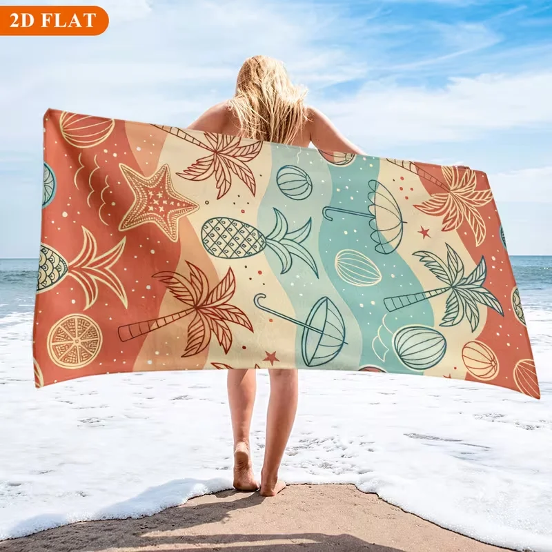 Starfish Seashell Beach Towel Transparent Seawater Print Sand Free Pool Towel Nautical Design for Beach Trip Holiday Home Use
