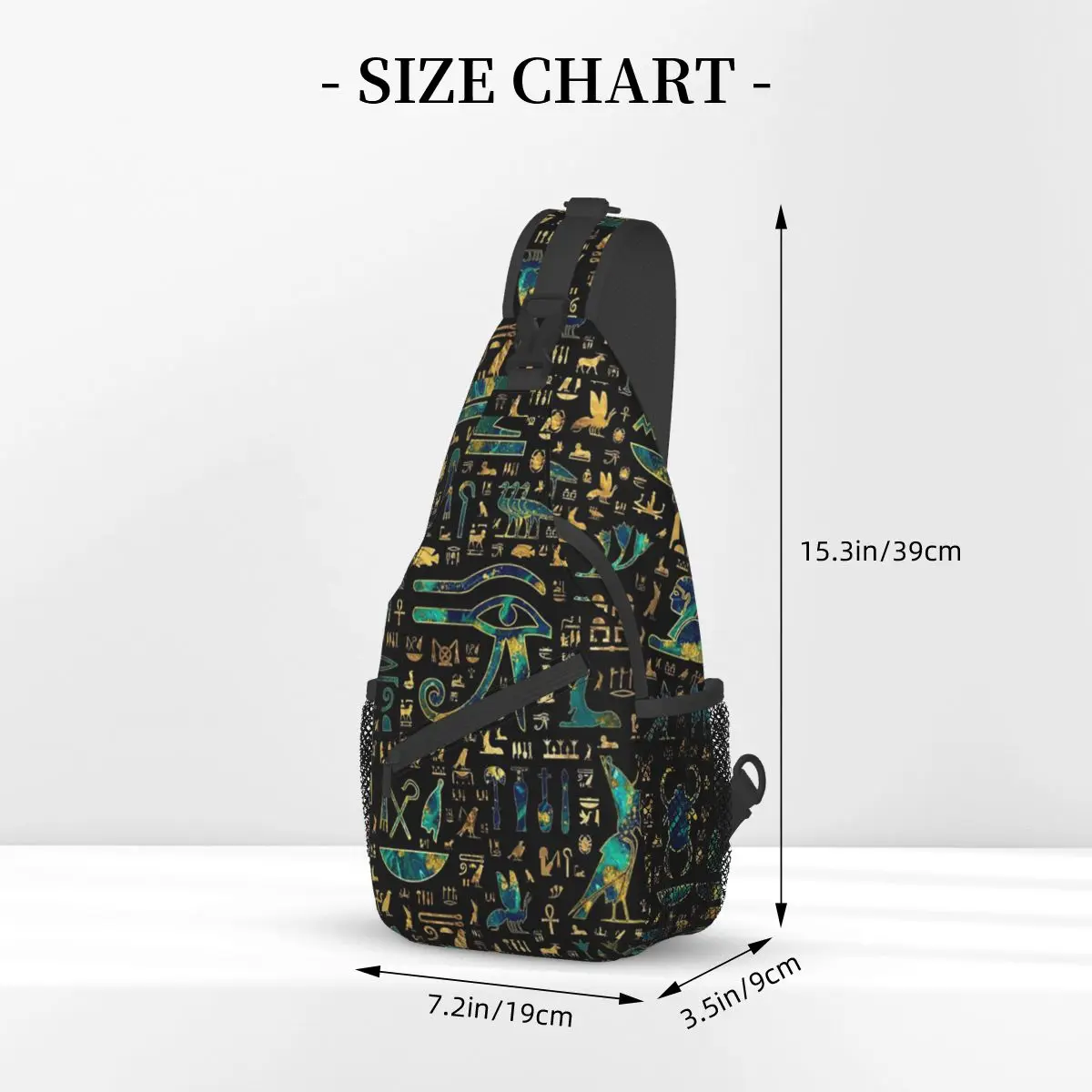 Egyptian Hieroglyphs Crossbody Sling Bag Chest Bag Egypt Eye of Horus Shoulder Backpack Daypack for Hiking Travel Sports Bag