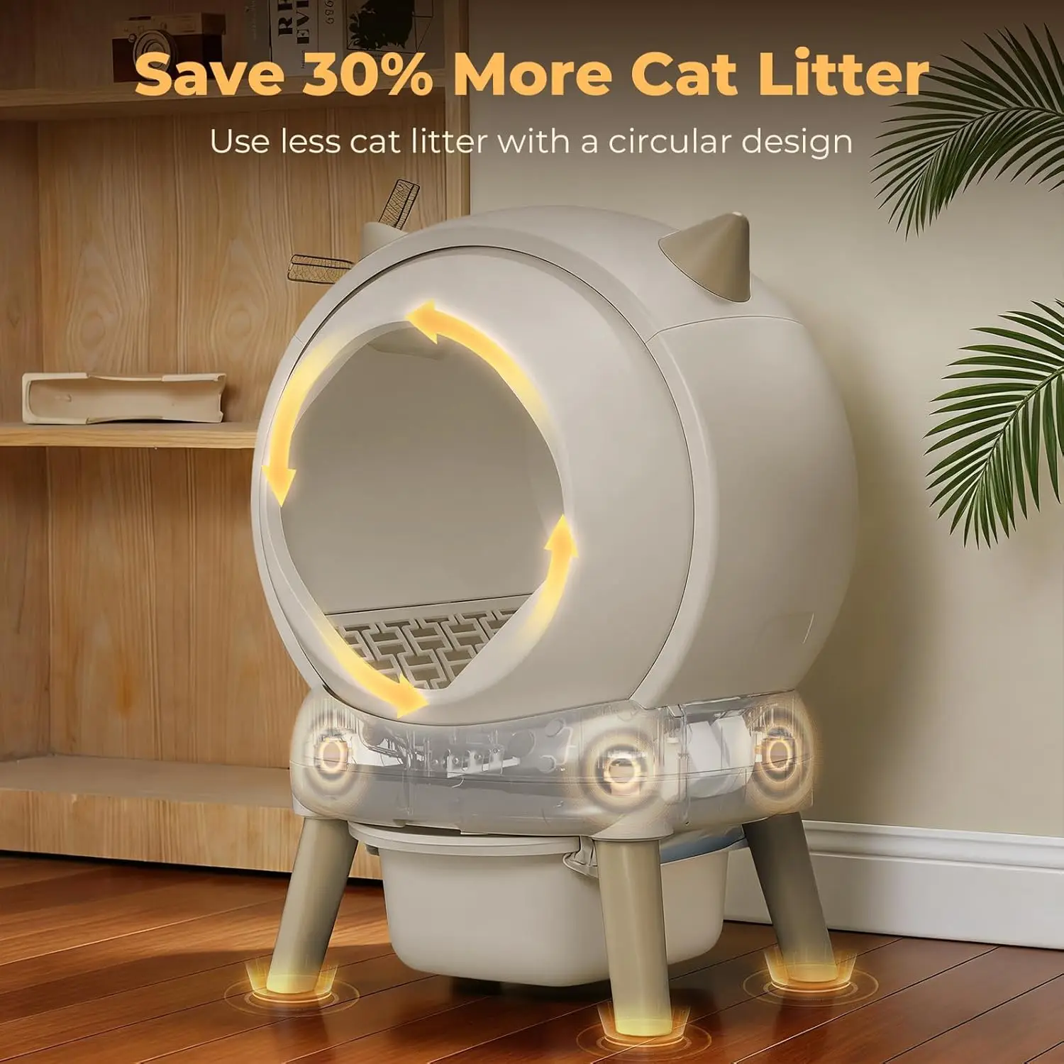 

Customized Automatic Self-Cleaning Cat Litter Box, 9-sensor safety protection, APP control and odor suppression for multi-cat ap