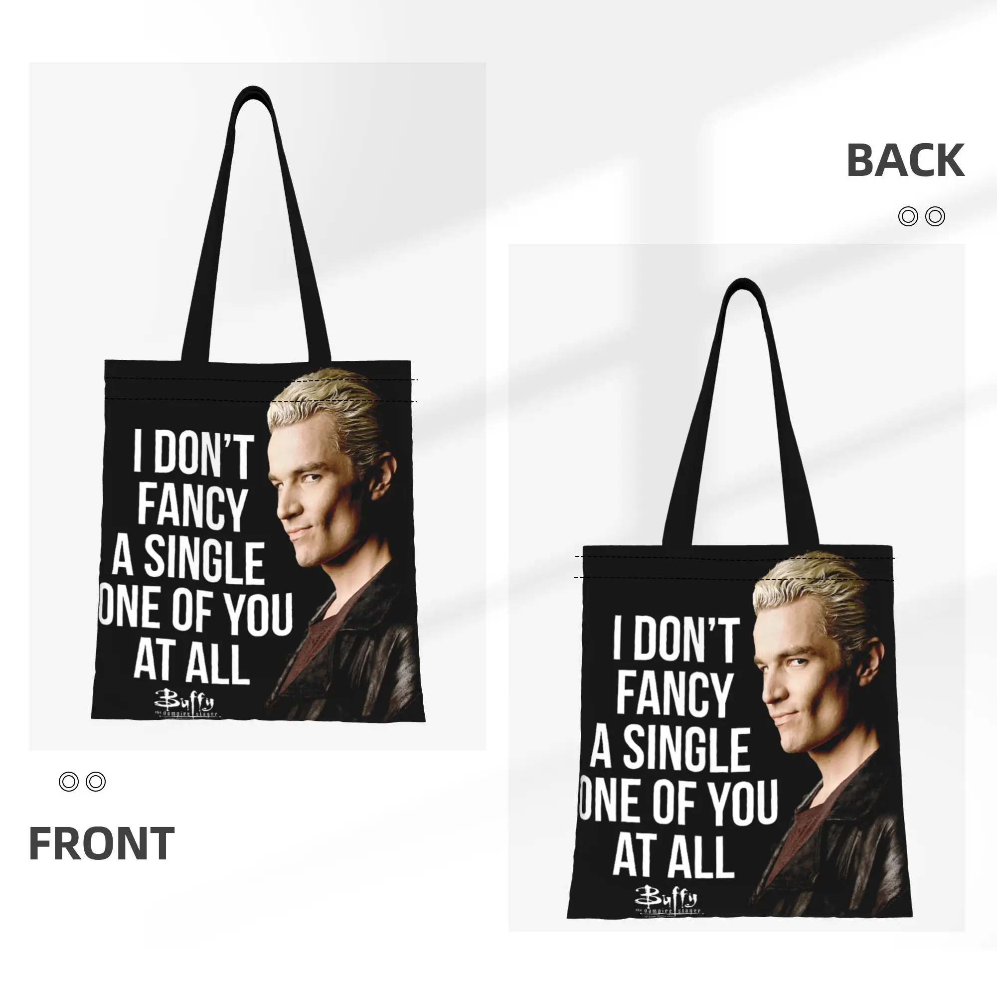 1PC Large Capacity Spike Quote Gothic Hunter Buffy  Canvas Tote Bag Foldable Chic Pattern No Closed Design