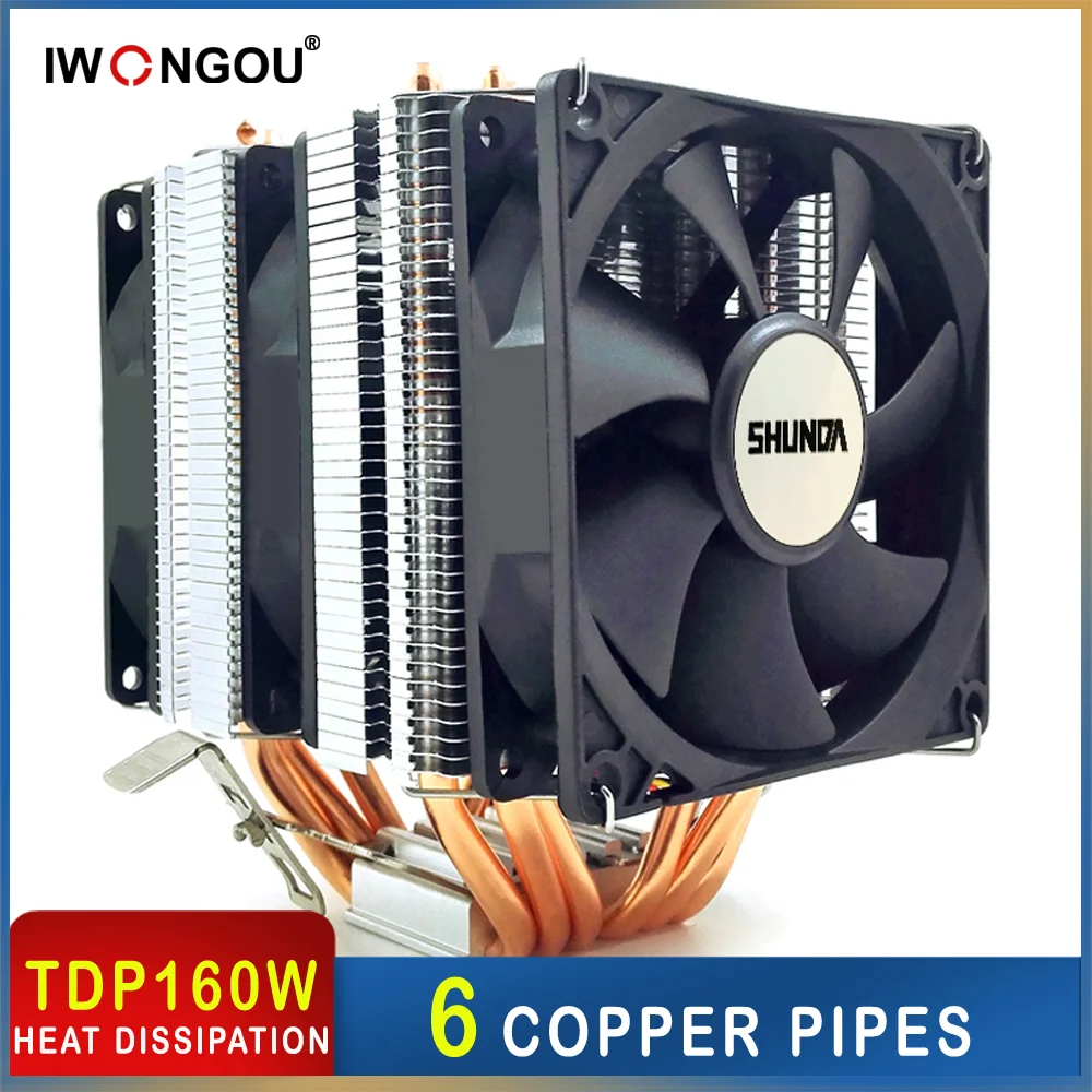 x99 Processor Cooler 6 Heat Pipes Cpu Cooler For Intel Lga 2011-V3 1700 1151 AM4 AM3 4PIN PWM IWONGOU Hurricane Air Cooler Cpu