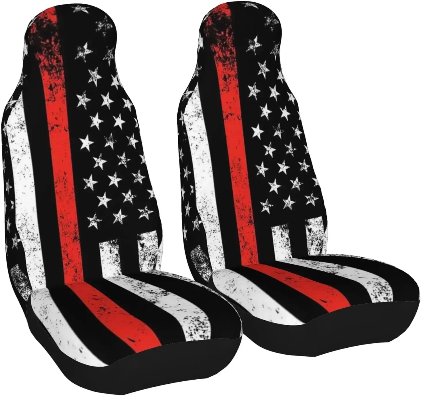 USA Patriotic Firefighter Flag Car Front Seat Covers 2 Pcs Auto Seat Covers Front Seats Only Vehicle Bucket Seat Protectors