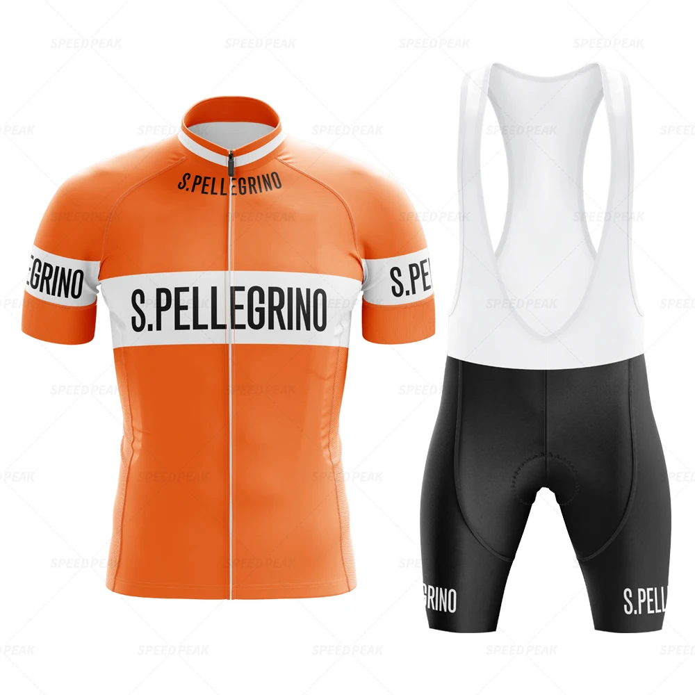 Retro Orange Cycling Jersey Set Classical Bicycle Suit Bike Bib Short Sleeve Men Bib Shorts Clothes Por Team Maillot Gel