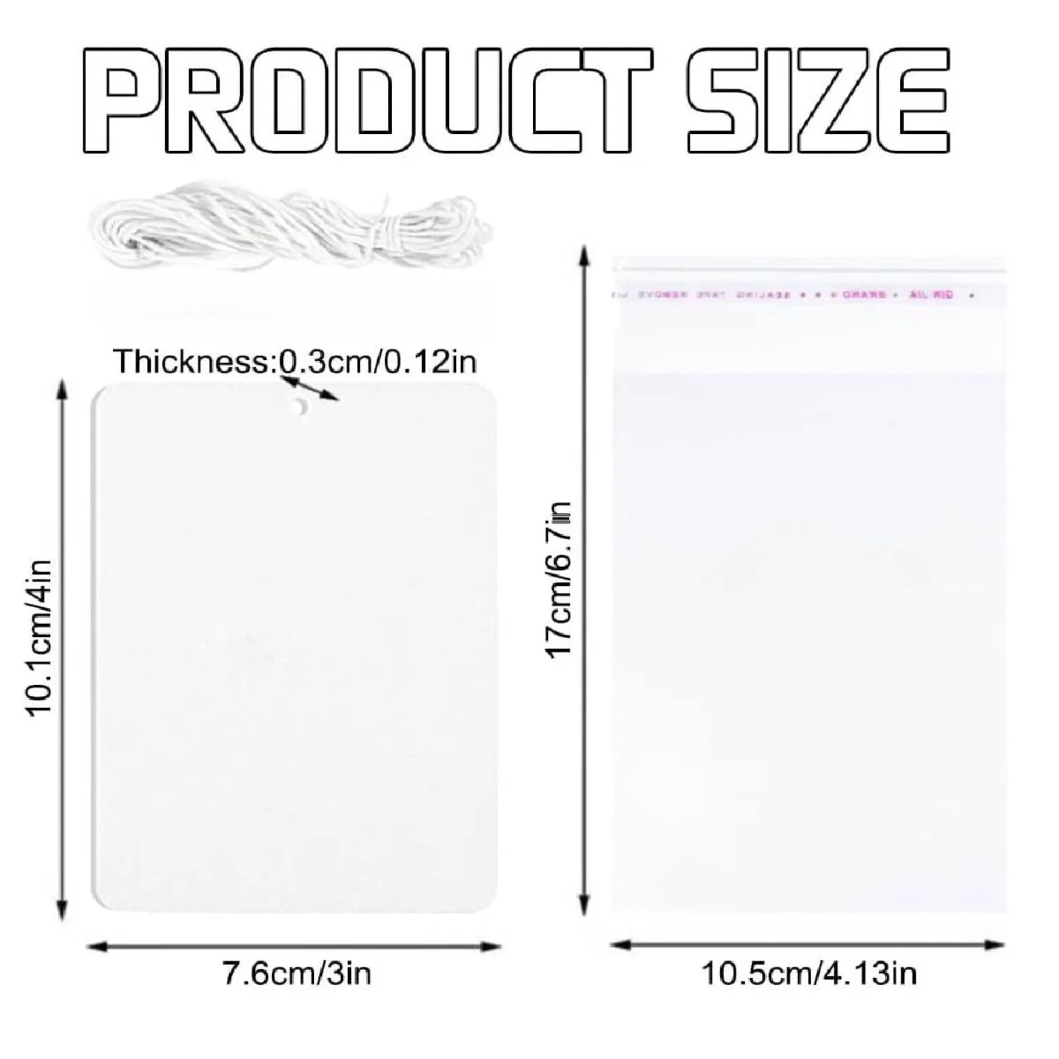 30/50PCS Sublimation Air Freshener Blanks – DIY Hanging Car and Home Fresheners, Rectangular Shape