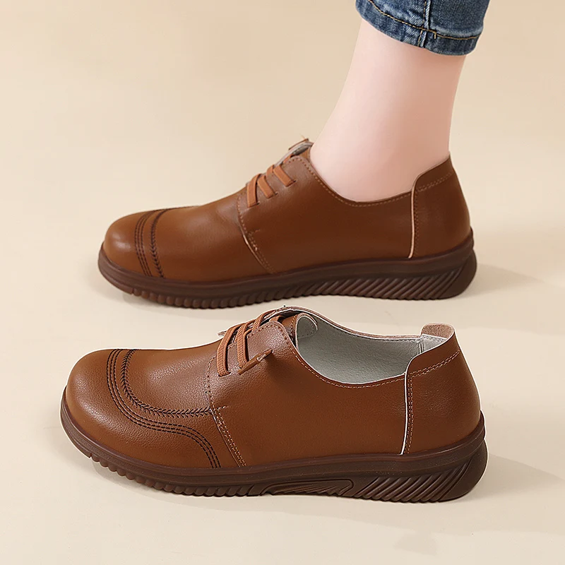 أحذية الأم الجديدة للربيع والخريف خفيفة الوزن وغير رسمية ومريحة وعصرية مصنوعة من الجلد الطبيعي بنسبة 100% للنساء #4