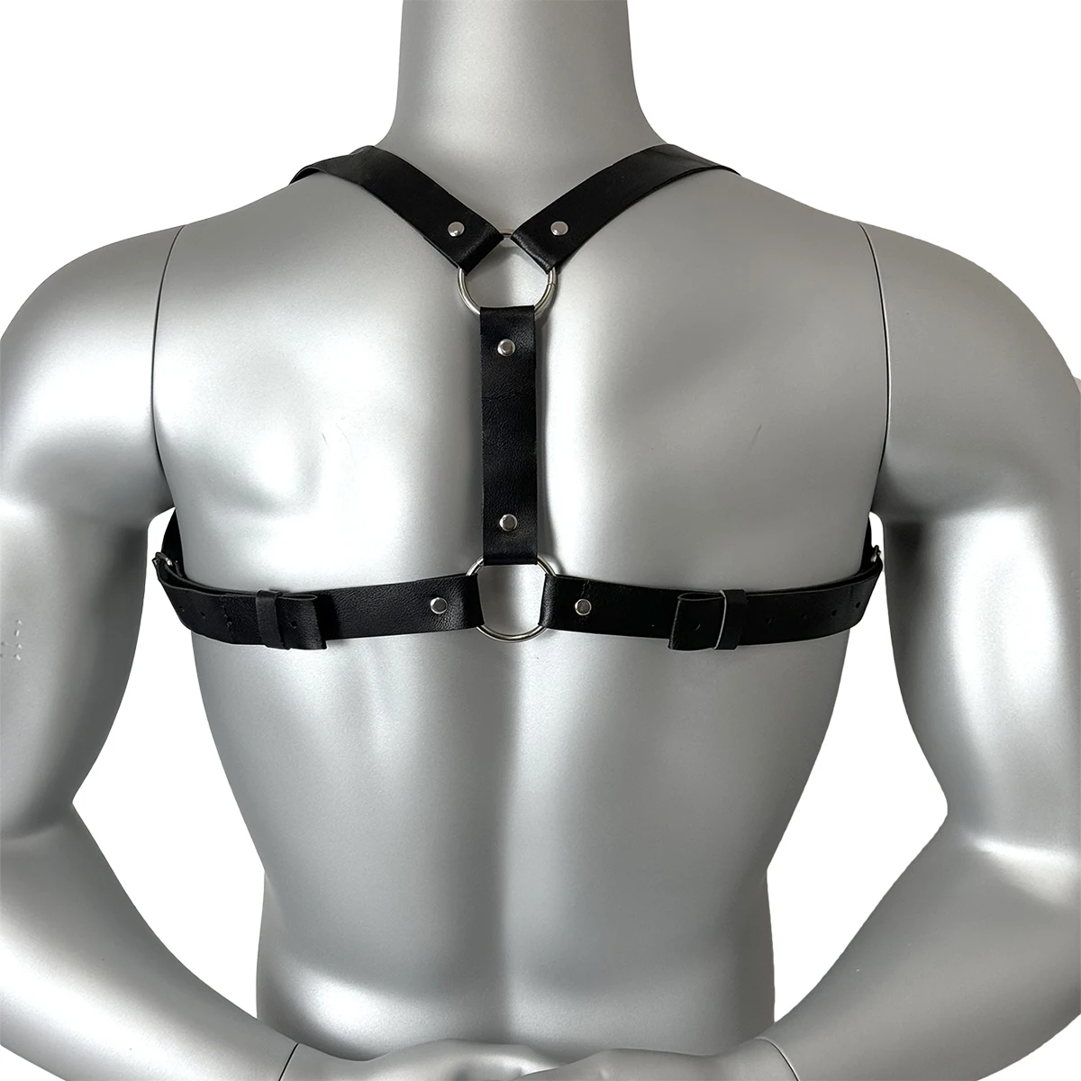 Mens Sexy Underwear Harness Pu Leather Studded Decor Harness BDSM Gay Upper Body Adjustable Bondage Harness Sex Fetish Clothing