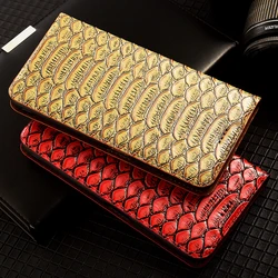 Python Genuine Leather Case For Samsung Galaxy A14 A24 A34 A54 A13 A23 A33 A53 A73 4G 5G 3D Business Phone Cover Cases