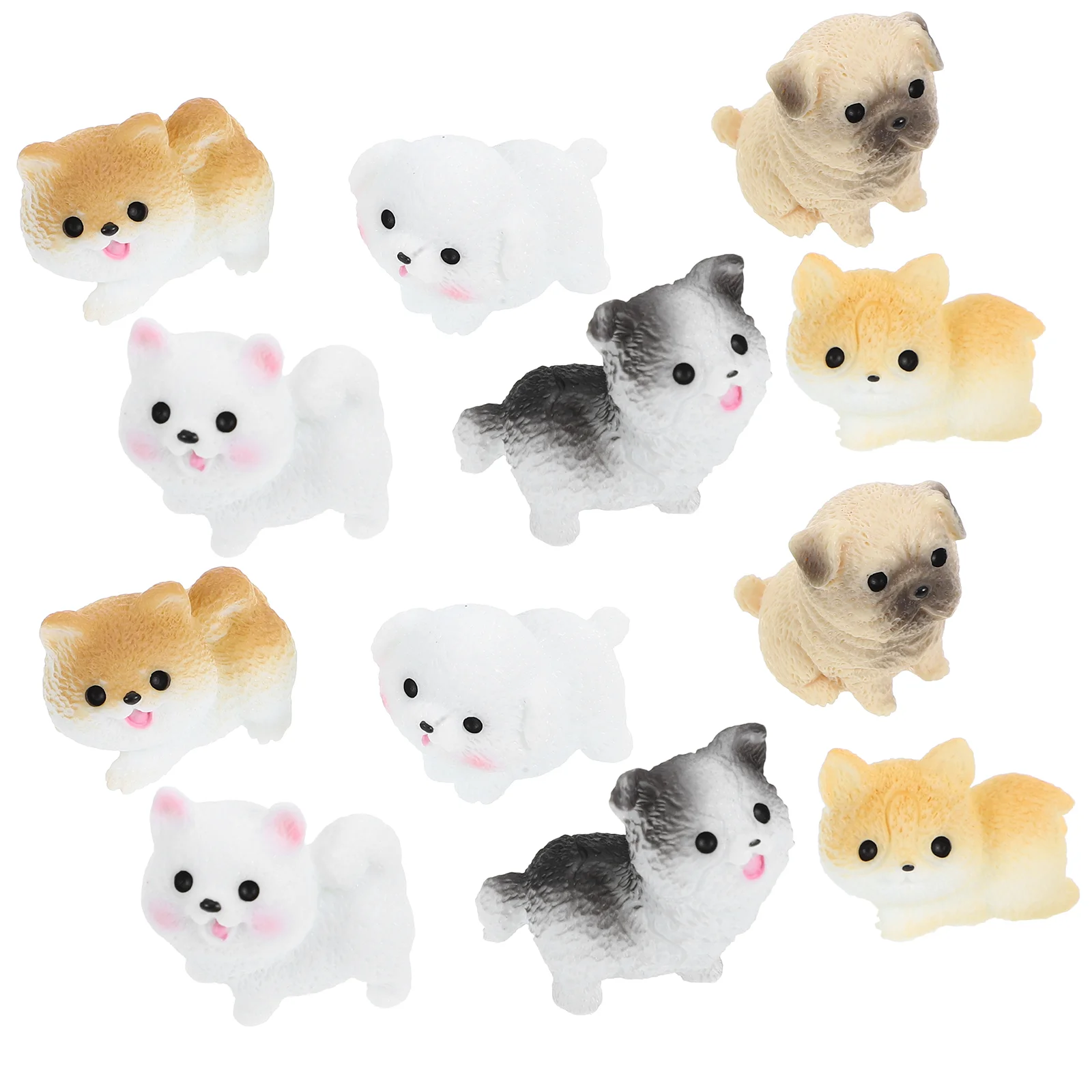 

12 Pcs Cartoon Mini Dog Micro Landscape Corgi Stuffed Animal Resin Toy for Kids