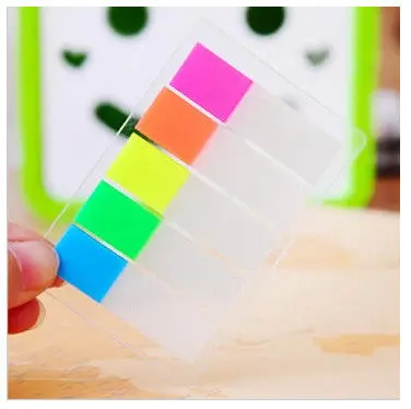 160sheets/Lot Deli 9062 44 * 11mm 5 Colors Plastic Index Tabs Dispenser Planner Stickers Divider Office Supplies Sticky Notes