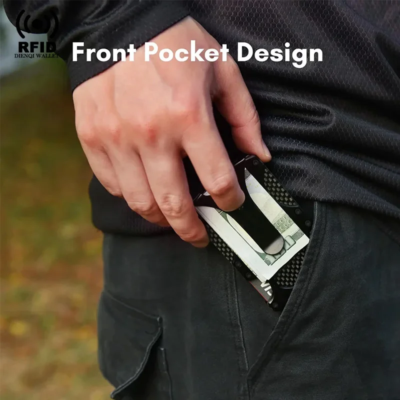 ที่ใส่บัตรเครดิตแบบป้องกัน RFID สำหรับผู้ชาย ที่ใส่บัตรประชาชน กระเป๋าสตางค์มินิมอลสุดหรูสำหรับผู้หญิง คลิปหนีบบัตรอะลูมิเนียมป้องกันการโจรกรรม ของขวัญสำหรับสามี