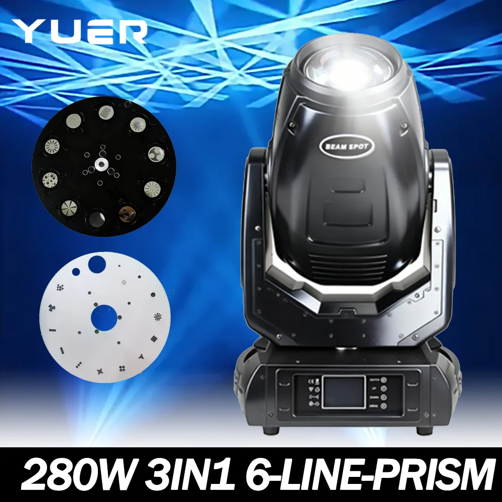 

280w Bulb Beam Spot wash 3in1 Zoom Moving head light 9+14 Gobos Rotation 8 Prisms focus DMX512 for DJ Disco party wedding bar