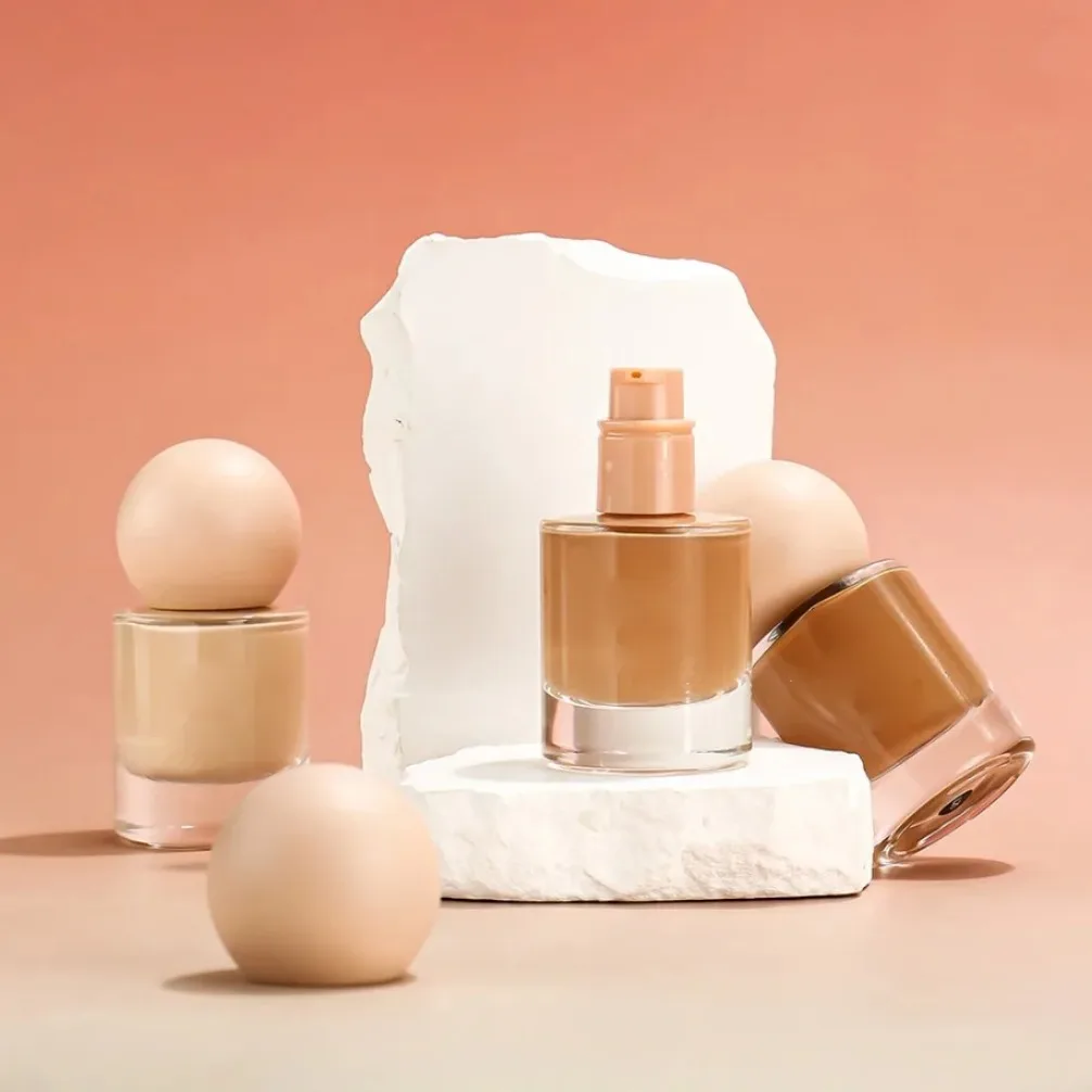 Vegan 30ml Foundation for Dry Oily Skin Custom Logo Private Label Makeup Wholesale Round Bottle Liquid Base
