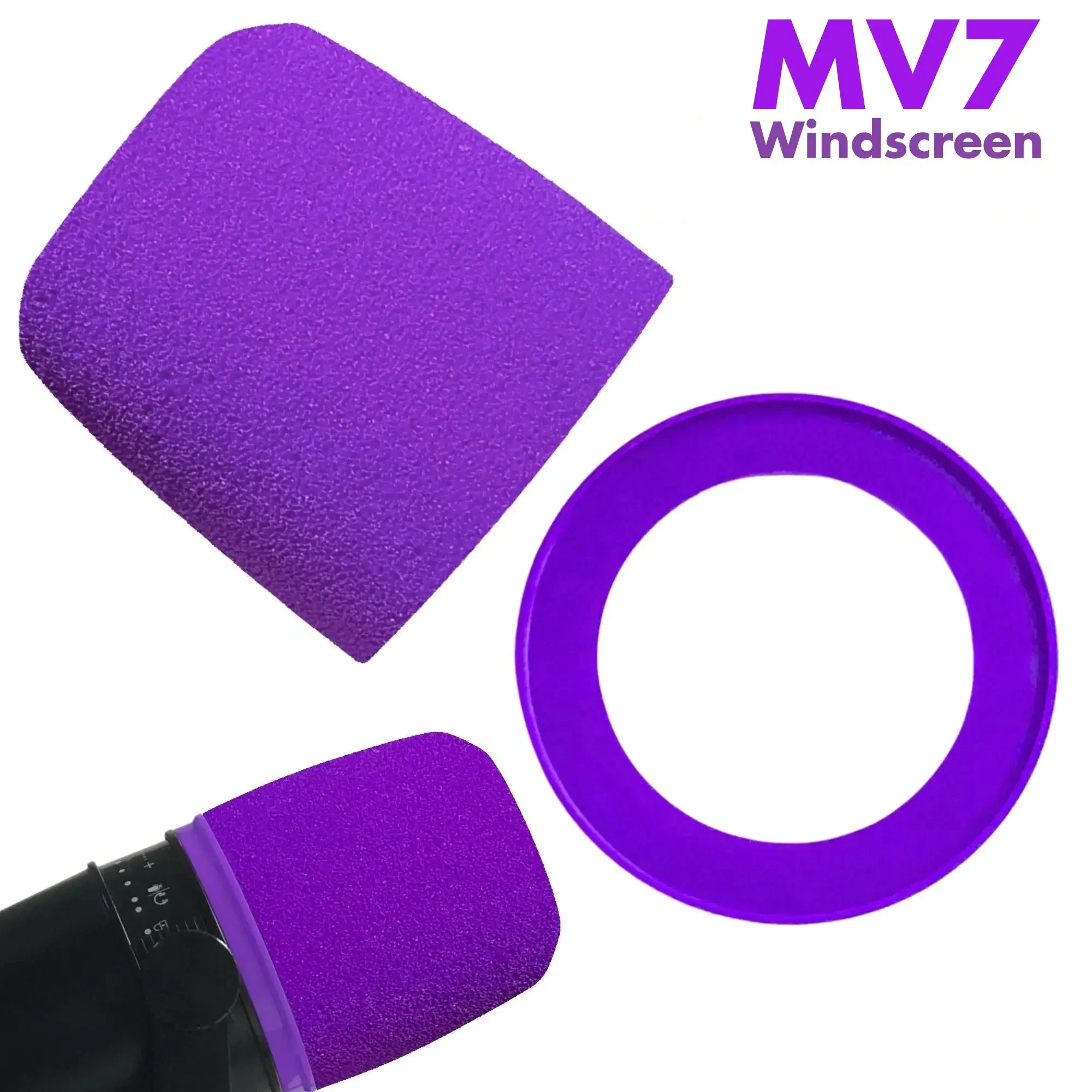 MV7 Foam for Shure MV7, MV7i, MV7+, MV7X Microphone Foam Windscreen Mic Sponage Pop Filter Cover Purple,Pink, Red
