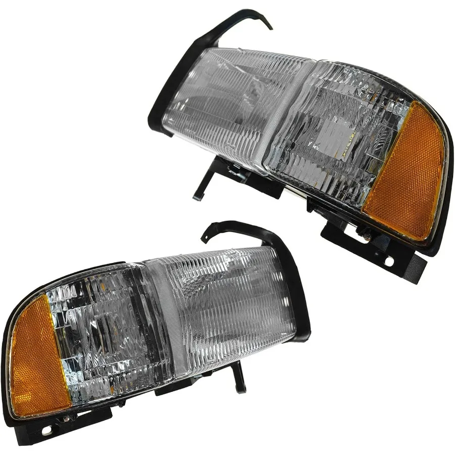 

2 Piece Headlight Assembly Set with Chrome Bezel for Driver and Passenger Side Designed for Enhanced Visibility and Stylish App