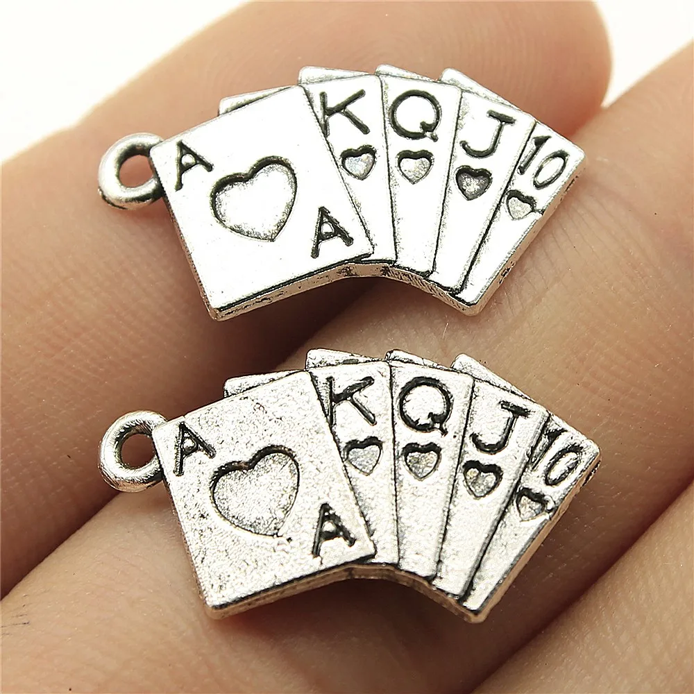 WYSIWYG 10pcs 24x13mm Pendant Poker Cards Poker Cards Charm Pendants For Jewelry Making Poker Cards Pendants