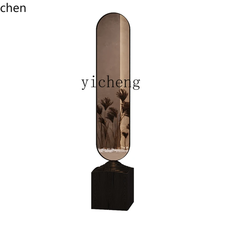 YFY Carbonized Solid Wood Dressing Mirror Floor Mirror High-Grade Home Bedroom Full Body Mirror