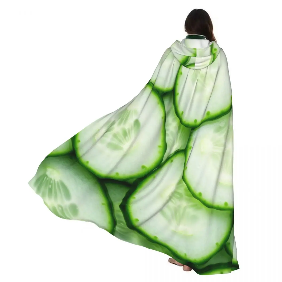 

Witch Cloak Cucumber Slices Background Halloween Cosplay Costume Unisex Adult Cloak Retro Ages Cape