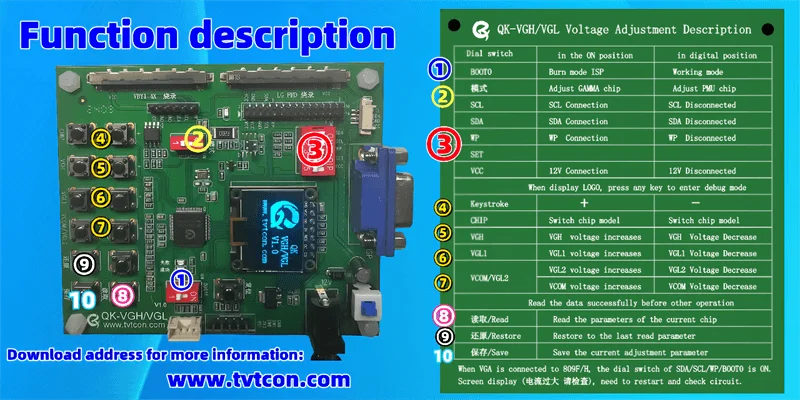 TCON VGH VGL voltage adjustment programmer solves broken Y, repairs abnormal color horizontal lines, supports more TCON technica