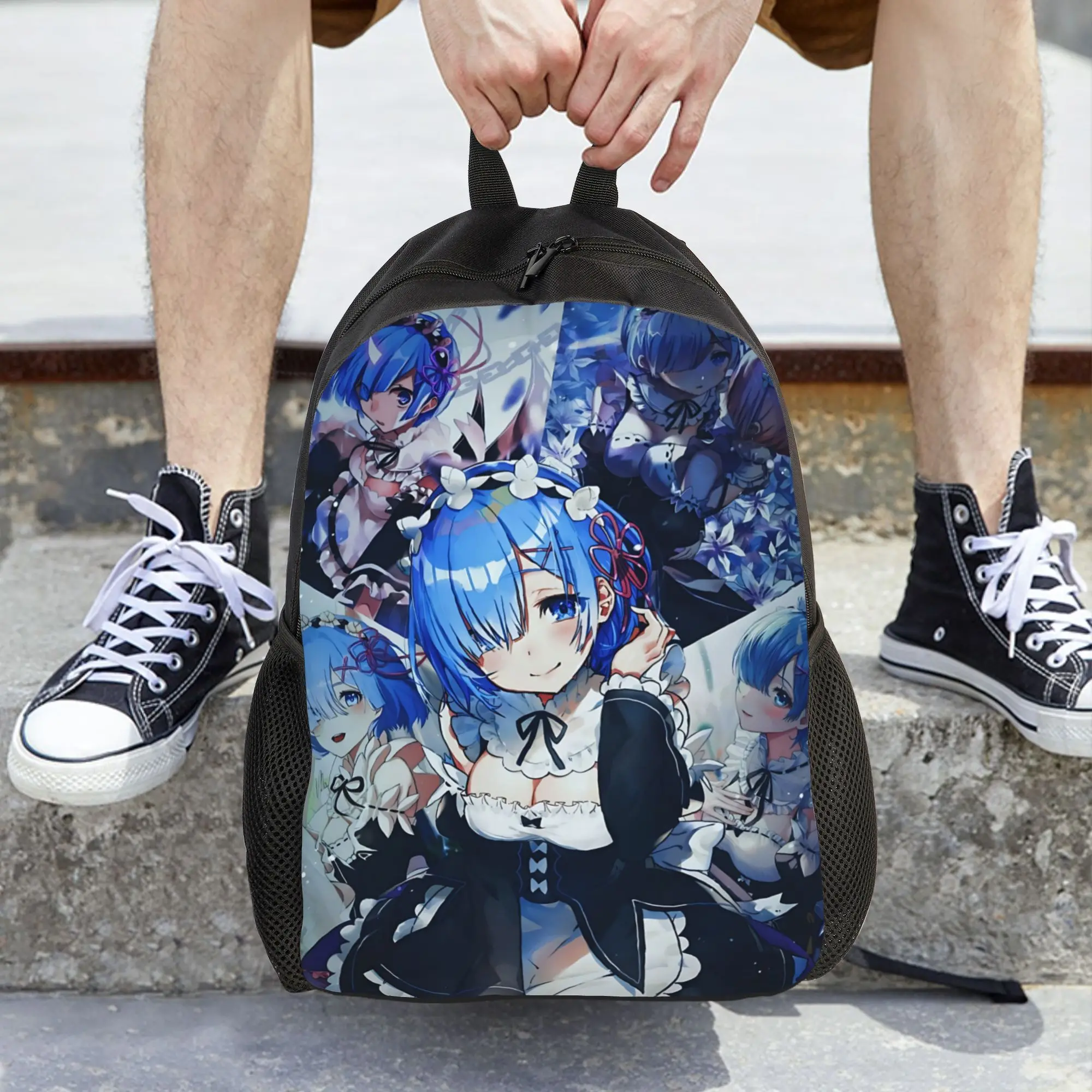 Fashion Re ZERO Anime Rem Backpacks Its Bag  mochila Outdoor Sturdy Shoulder Rucksack